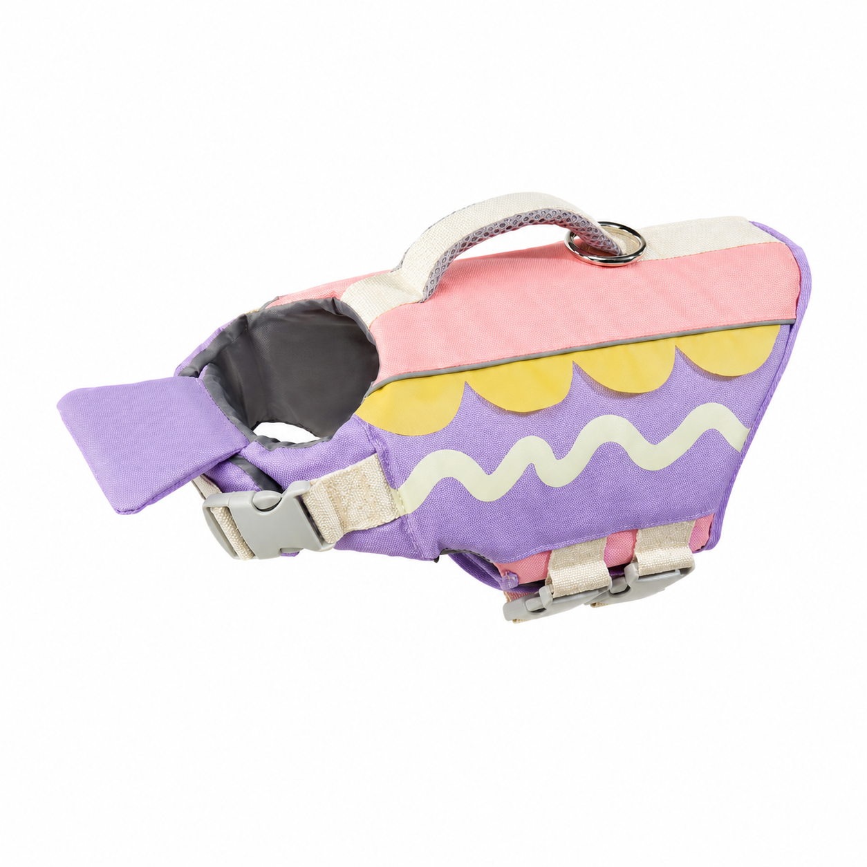 Classic pink and purple dog flotation vest